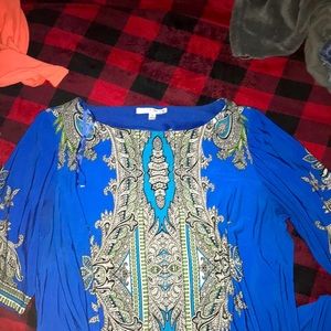 Brand studio one size 1x has short half sleeves blue dress with Designs